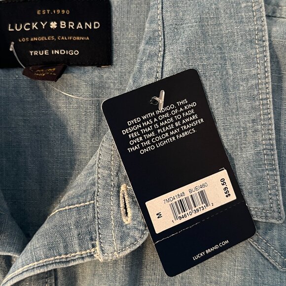 Lucky Brand - True Indigo Button Up Shirt / Size Medium - Picture 6 of 10